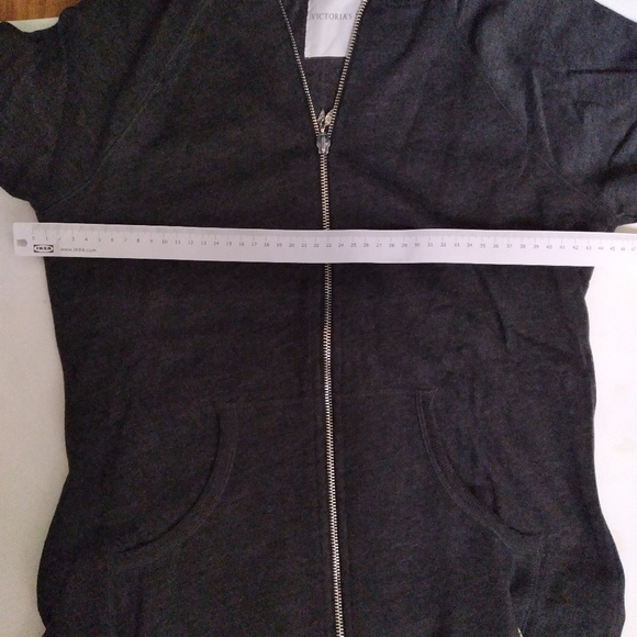 Victoria's Secret VS zip up hoodie shirt jacket, charcoal gray, NEW - Picture 10 of 11